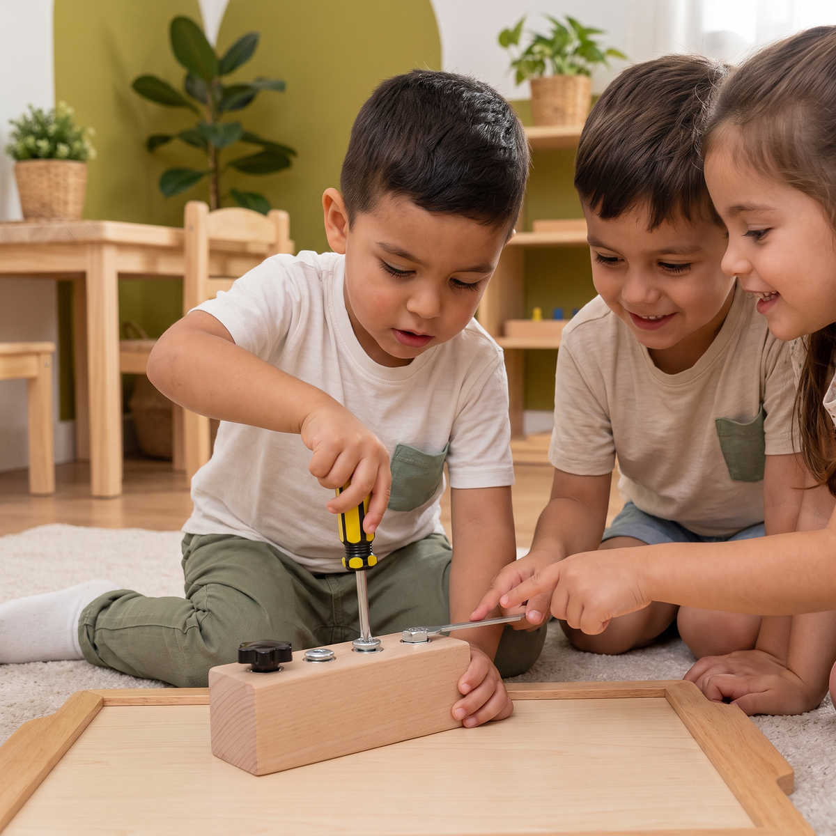 Juego Montessori De Tornillos De Madera – Motricidad Fina Y Entrenamiento De Concentración Para Niños