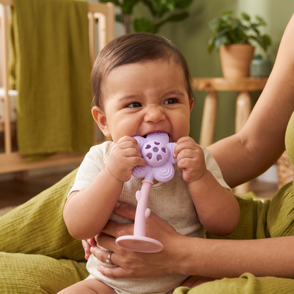 Mordedera De Flor Y Sonajero – Juguete Suave Para La Dentición De Silicón De Grado Alimenticio