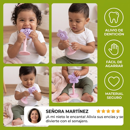 Mordedera De Flor Y Sonajero – Juguete Suave Para La Dentición De Silicón De Grado Alimenticio