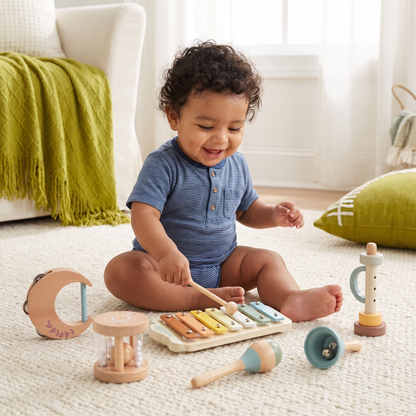 Set De Instrumentos Musicales De Madera Para Bebés – Juguete Sensorial De Música Y Sonidos De 6 Piezas