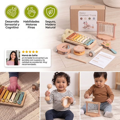 Set De Instrumentos Musicales De Madera Para Bebés – Juguete Sensorial De Música Y Sonidos De 6 Piezas