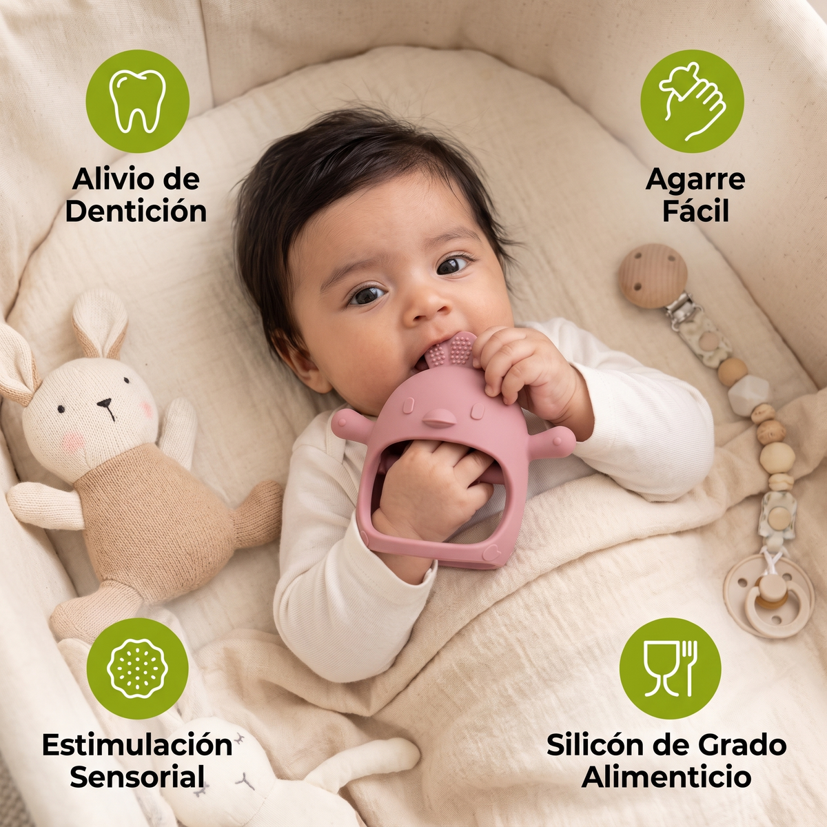 Mordedera De Silicón Para Bebé Con Diseño De Pollito – Juguete De Dentición De Silicón De Grado Alimenticio