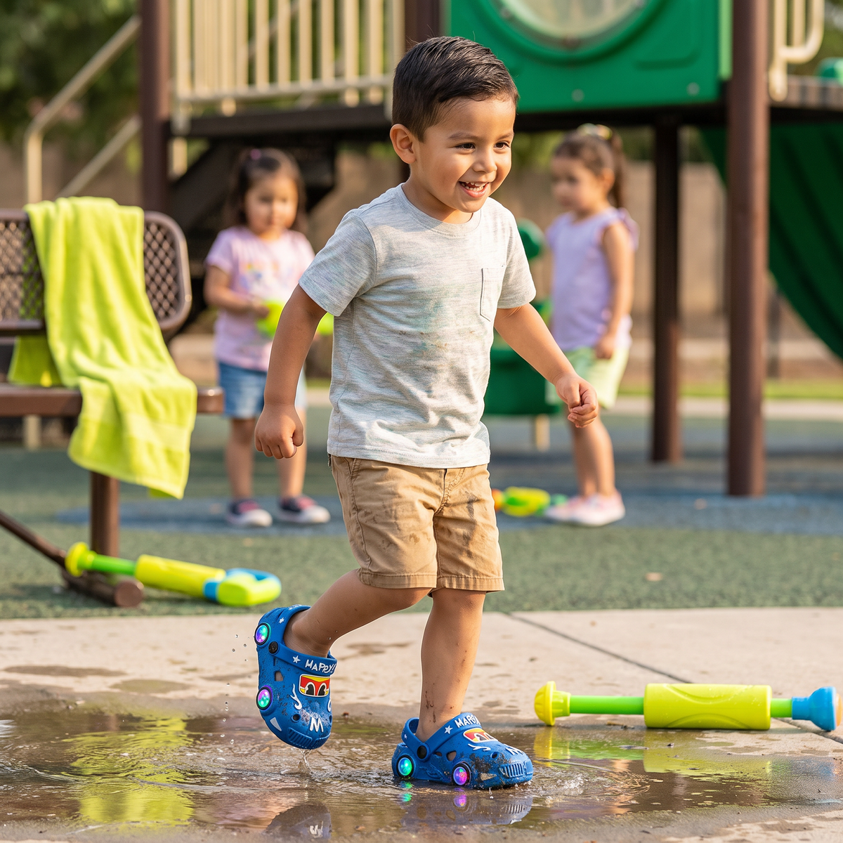 Sandalias De Auto Luminosas Para Niños – Chanclas De Baño Con Suela Antideslizante
