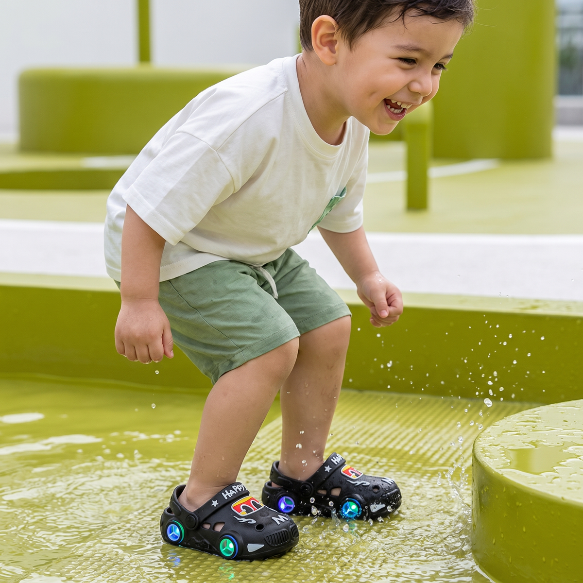 Sandalias De Auto Luminosas Para Niños – Chanclas De Baño Con Suela Antideslizante