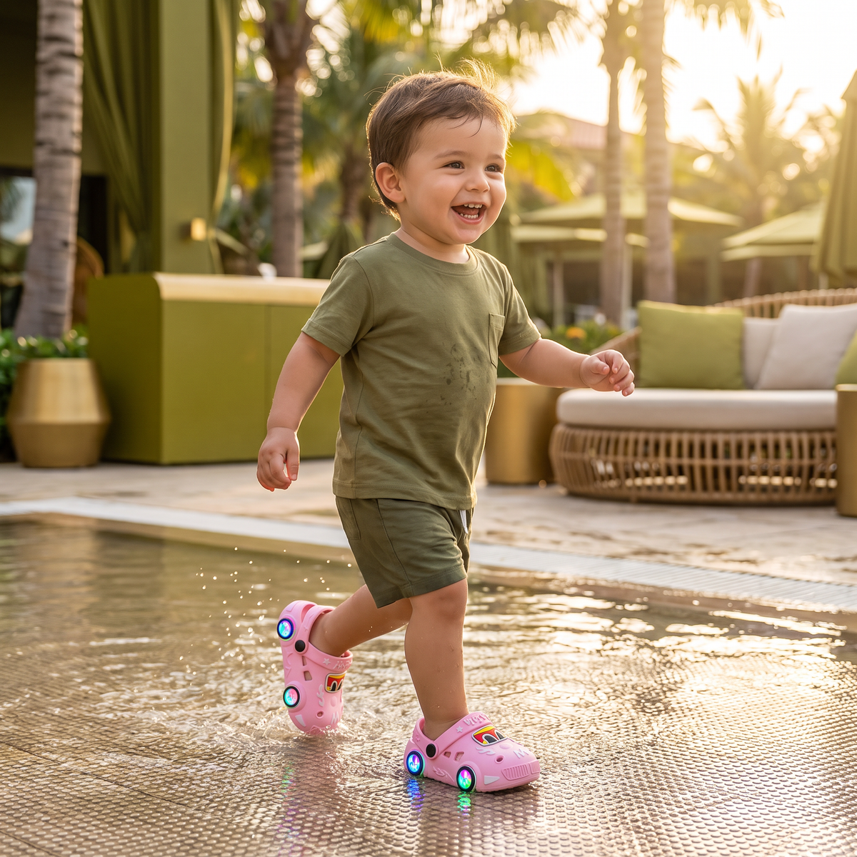 Sandalias De Auto Luminosas Para Niños – Chanclas De Baño Con Suela Antideslizante