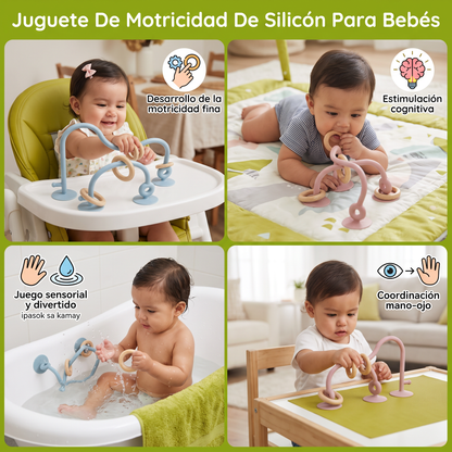 Juguete De Motricidad De Silicón Para Bebés – Juego De Aprendizaje Con Ventosa Para Mesa Y Silla Alta