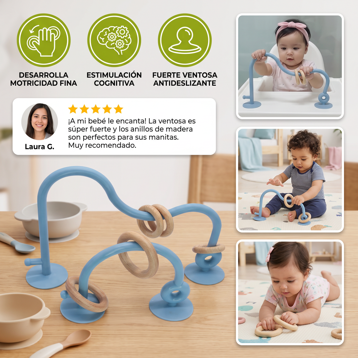 Juguete De Motricidad De Silicón Para Bebés – Juego De Aprendizaje Con Ventosa Para Mesa Y Silla Alta