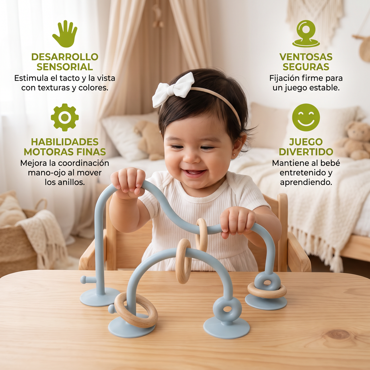 Juguete De Motricidad De Silicón Para Bebés – Juego De Aprendizaje Con Ventosa Para Mesa Y Silla Alta