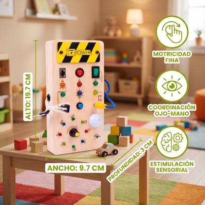 Tablero Sensorial Montessori De Madera Con Luces E Interruptores – Juguete De Motricidad Para Niños