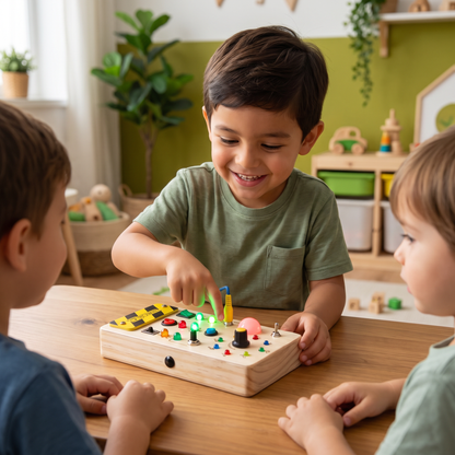 Tablero Sensorial Montessori De Madera Con Luces E Interruptores – Juguete De Motricidad Para Niños