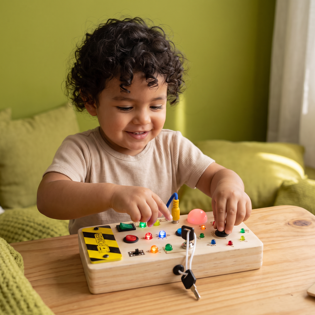 Tablero Sensorial Montessori De Madera Con Luces E Interruptores – Juguete De Motricidad Para Niños