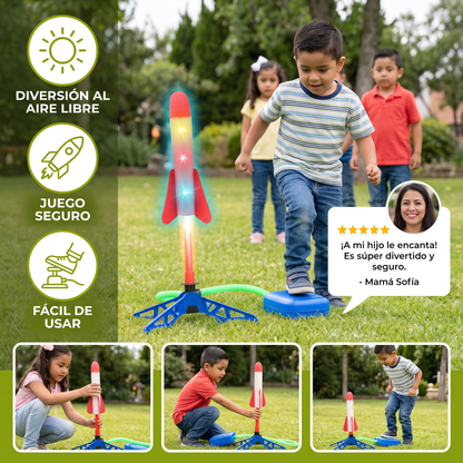 Lanzador De Cohetes Para Niños Con Bomba De Pie – Juguete De Aire A Presión Con Luces Para Exterior