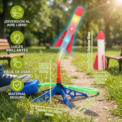 Lanzador De Cohetes Para Niños Con Bomba De Pie – Juguete De Aire A Presión Con Luces Para Exterior