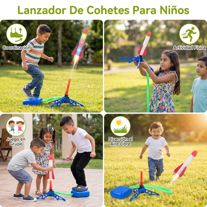 Lanzador De Cohetes Para Niños Con Bomba De Pie – Juguete De Aire A Presión Con Luces Para Exterior