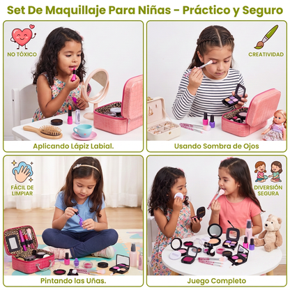 Set De Maquillaje Para Niñas – Kit De Maquillaje Infantil Seguro Con Práctico Estuche