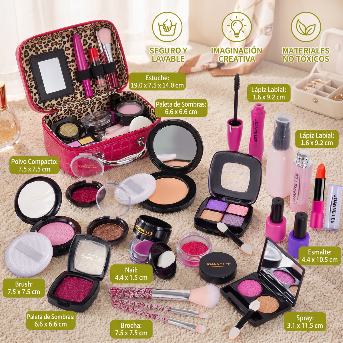 Set De Maquillaje Para Niñas – Kit De Maquillaje Infantil Seguro Con Práctico Estuche