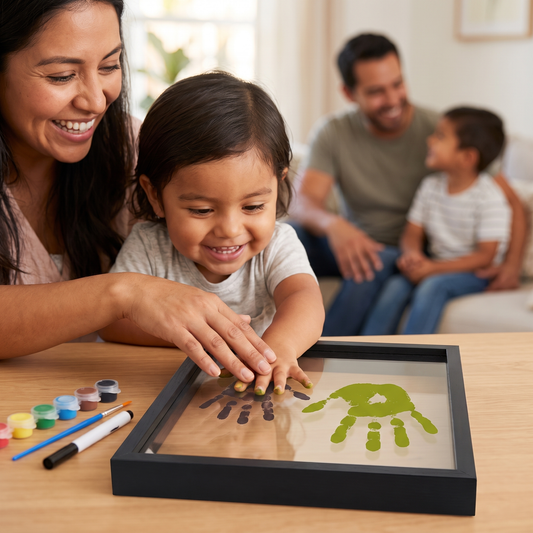 Marco De Fotos DIY De Huellas De Manos De Madera – Set De Recuerdos Familiares Con Pinturas