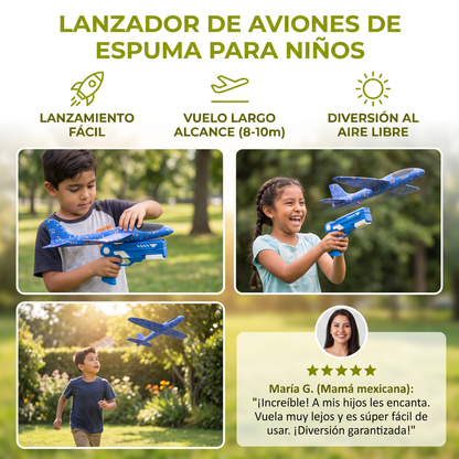 Lanzador De Aviones De Espuma Para Niños – Juguete Interactivo De Vuelo Con Función De Lanzamiento