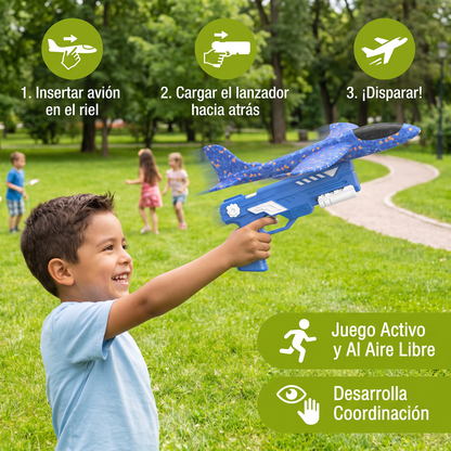 Lanzador De Aviones De Espuma Para Niños – Juguete Interactivo De Vuelo Con Función De Lanzamiento