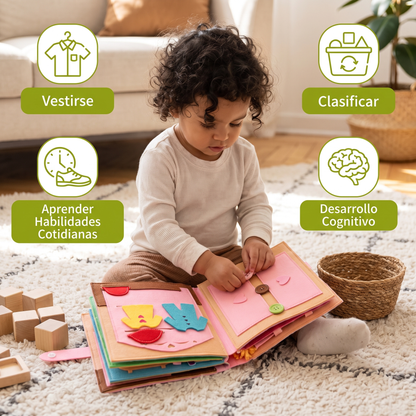 Libro De Actividades Montessori De Fieltro Para Niños – Vestirse, Clasificar Y Aprender Habilidades Cotidianas