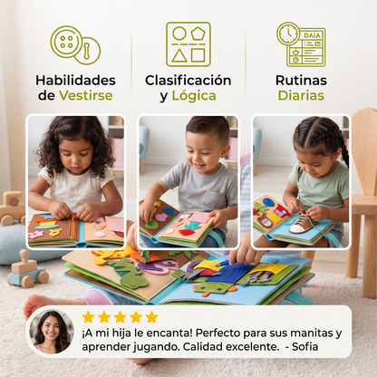 Libro De Actividades Montessori De Fieltro Para Niños – Vestirse, Clasificar Y Aprender Habilidades Cotidianas