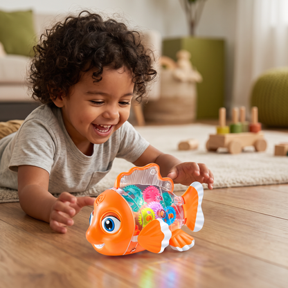 Pez De Engranajes Luminoso Para Niños – Juguete Transparente Musical Y De Movimiento