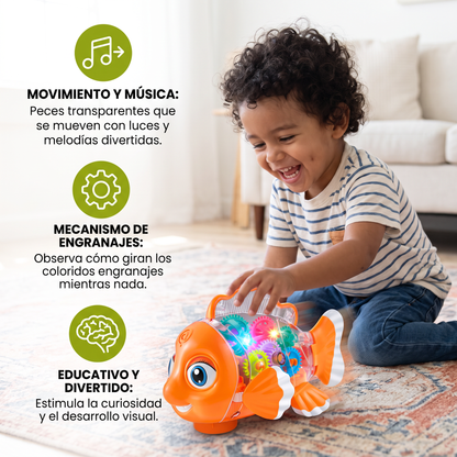 Pez De Engranajes Luminoso Para Niños – Juguete Transparente Musical Y De Movimiento