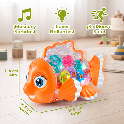 Pez De Engranajes Luminoso Para Niños – Juguete Transparente Musical Y De Movimiento