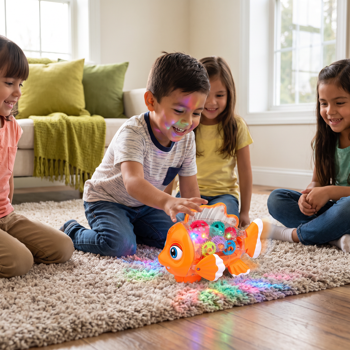 Pez De Engranajes Luminoso Para Niños – Juguete Transparente Musical Y De Movimiento