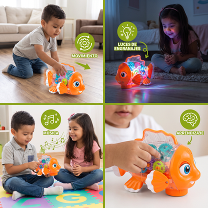 Pez De Engranajes Luminoso Para Niños – Juguete Transparente Musical Y De Movimiento