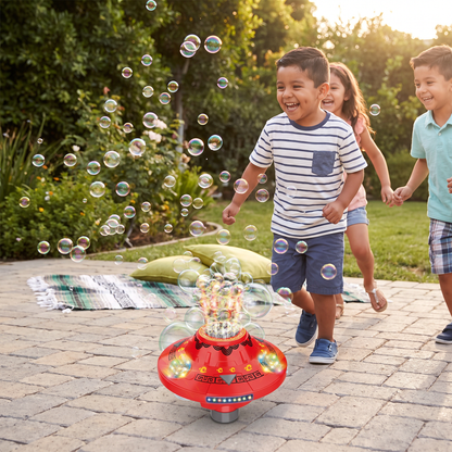 Máquina De Burbujas UFO Luminosa Para Niños – Girador De Burbujas Recargable Con Efectos De Luz