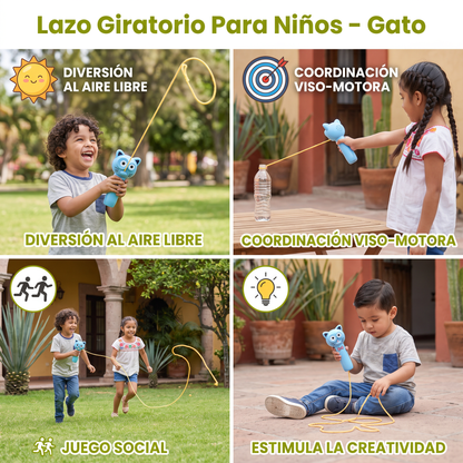Lazo Giratorio Para Niños – Juguete De Cuerda Con Diseño De Gato