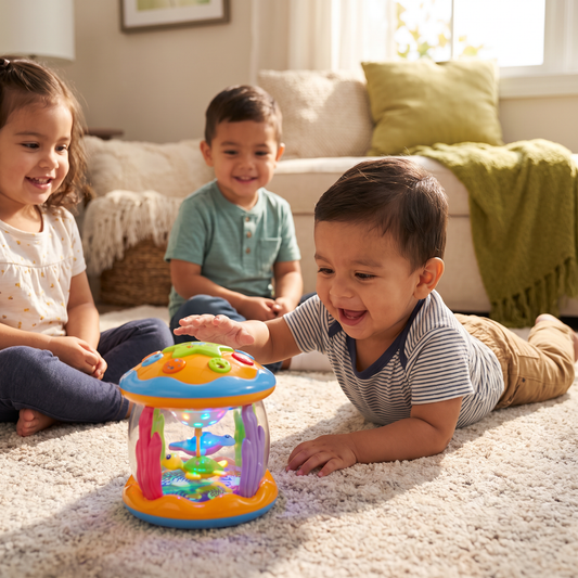 Juguete Sensorial De Océano Para Bebés Con Luz Y Música – Juguete Giratorio Para Tiempo Boca Abajo Y Gateo