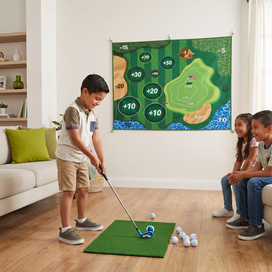 Set De Entrenamiento Y Juego De Golf 2 En 1 Adhesivo – Tapete De Golpeo Interior Y Exterior Con Objetivo Y Palo De Golf