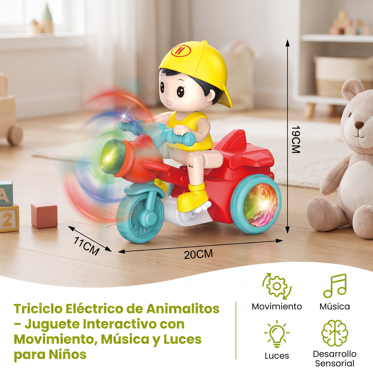 Juguete De Moto De Acrobacias Para Niños – Juguete Interactivo Con Luces Y Movimiento