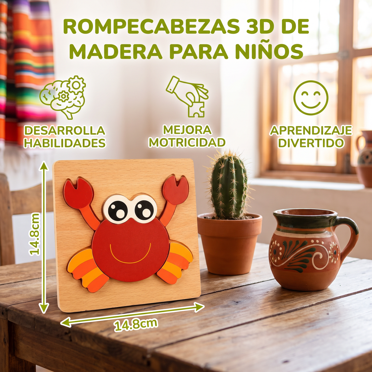 Rompecabezas 3D De Madera Para Niños – Juguete Educativo Con Animales Para Niños Pequeños