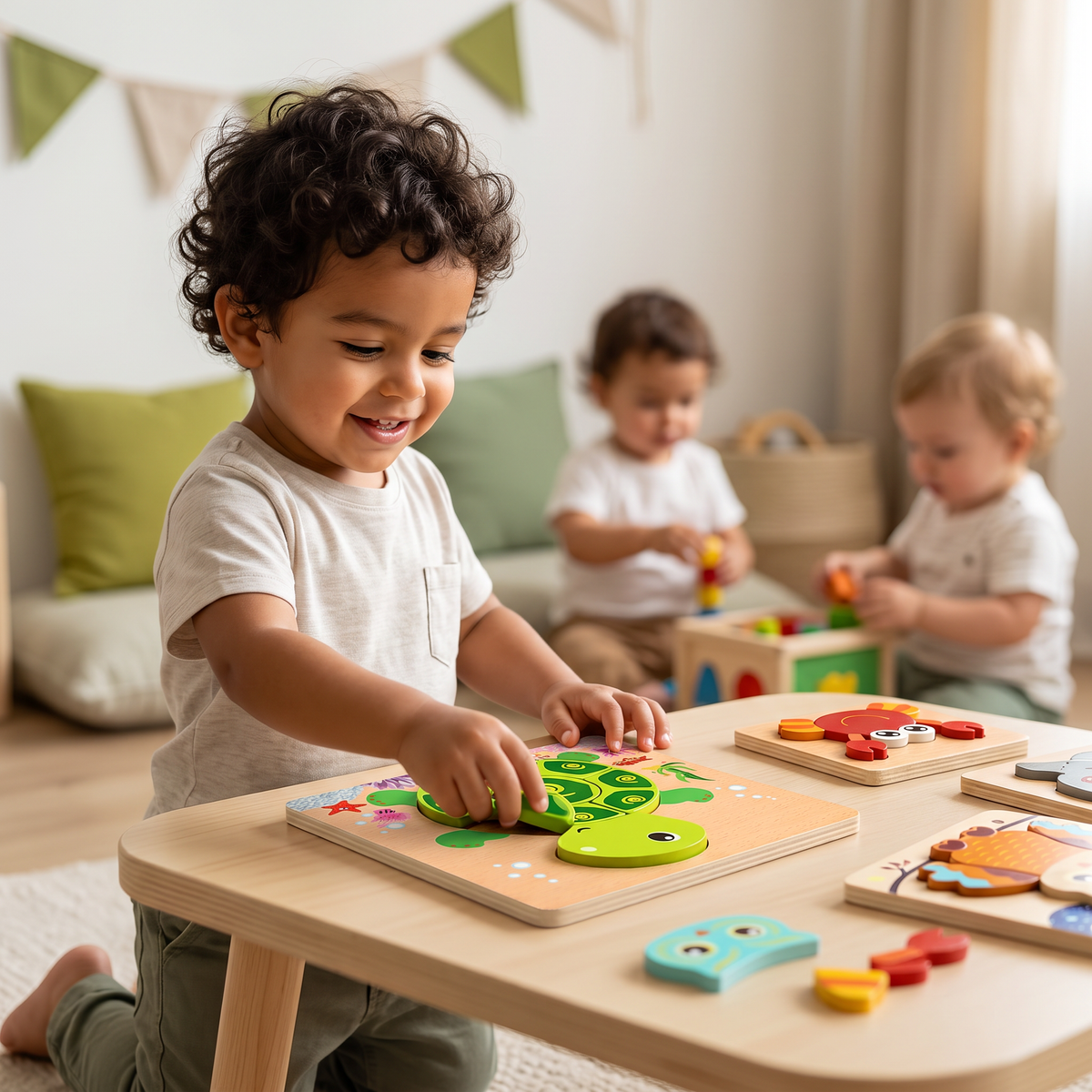 Rompecabezas 3D De Madera Para Niños – Juguete Educativo Con Animales Para Niños Pequeños