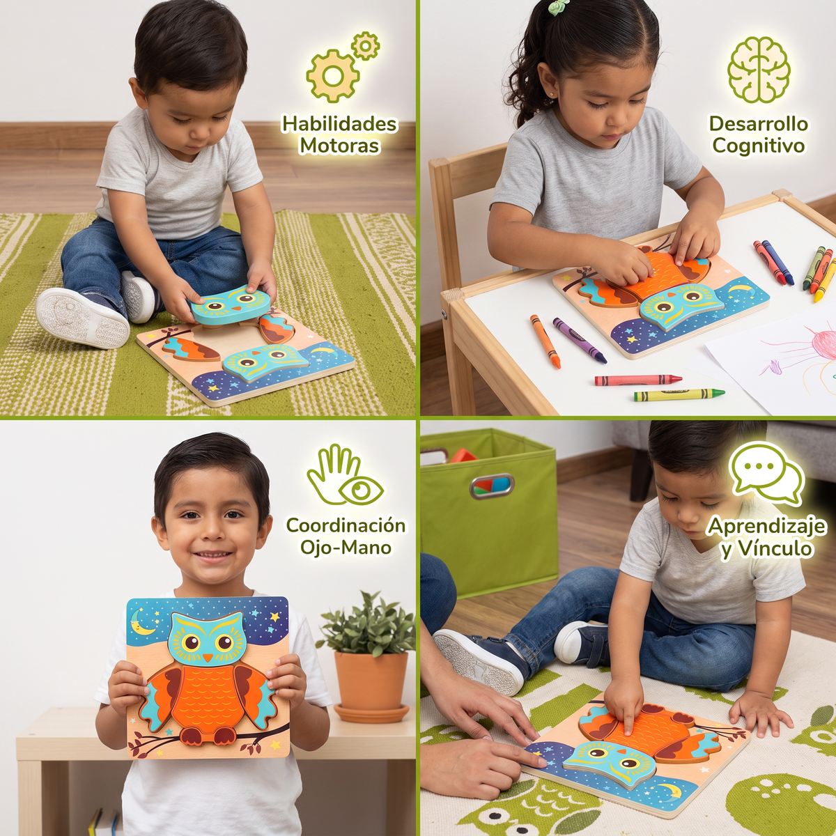 Rompecabezas 3D De Madera Para Niños – Juguete Educativo Con Animales Para Niños Pequeños