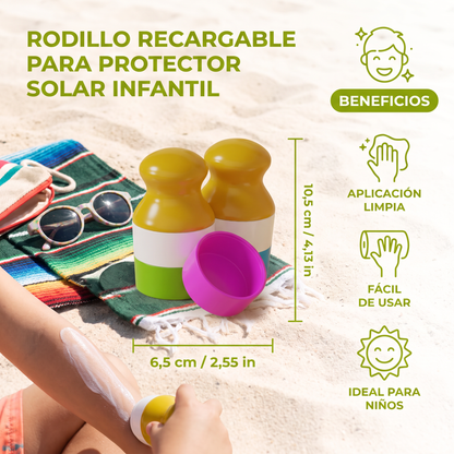 Rodillo Recargable Para Protector Solar Infantil – Aplicación Limpia Y Fácil