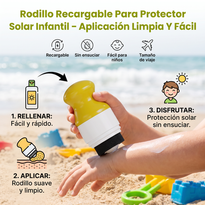 Rodillo Recargable Para Protector Solar Infantil – Aplicación Limpia Y Fácil