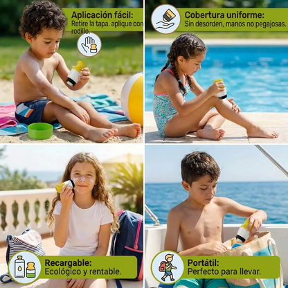 Rodillo Recargable Para Protector Solar Infantil – Aplicación Limpia Y Fácil