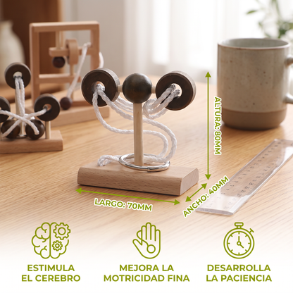 Rompecabezas De Madera IQ Hecho A Mano Con Cuerda – Juego De Ingenio Para Toda La Familia
