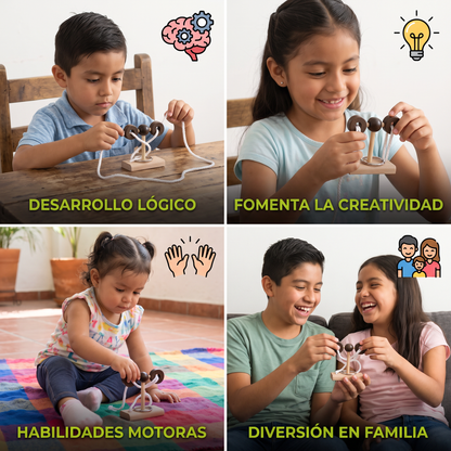 Rompecabezas De Madera IQ Hecho A Mano Con Cuerda – Juego De Ingenio Para Toda La Familia