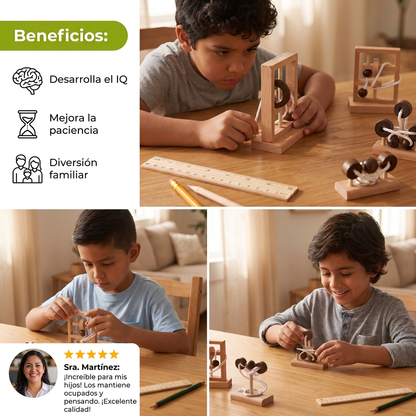 Rompecabezas De Madera IQ Hecho A Mano Con Cuerda – Juego De Ingenio Para Toda La Familia