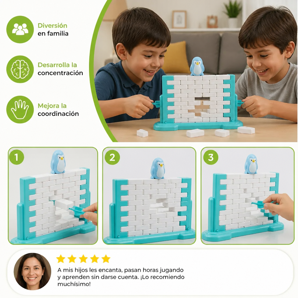 Juego Familiar De Equilibrio De Pared De Hielo Con Pingüinos