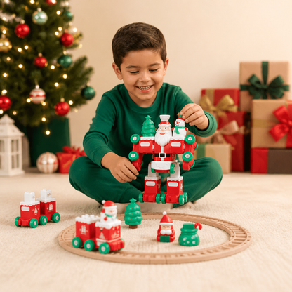 Tren Navideño Transformable 2 En 1 Y Robot Santa Claus
