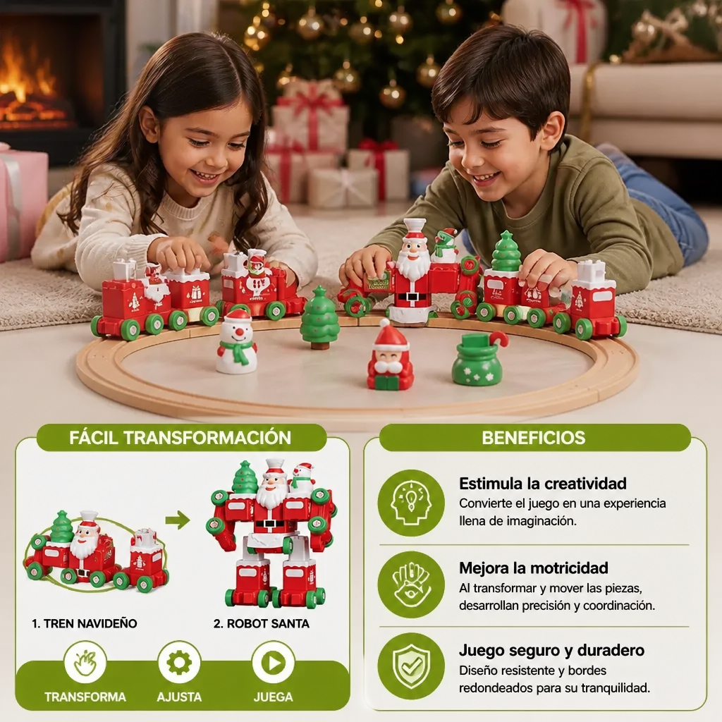 Tren Navideño Transformable 2 En 1 Y Robot Santa Claus