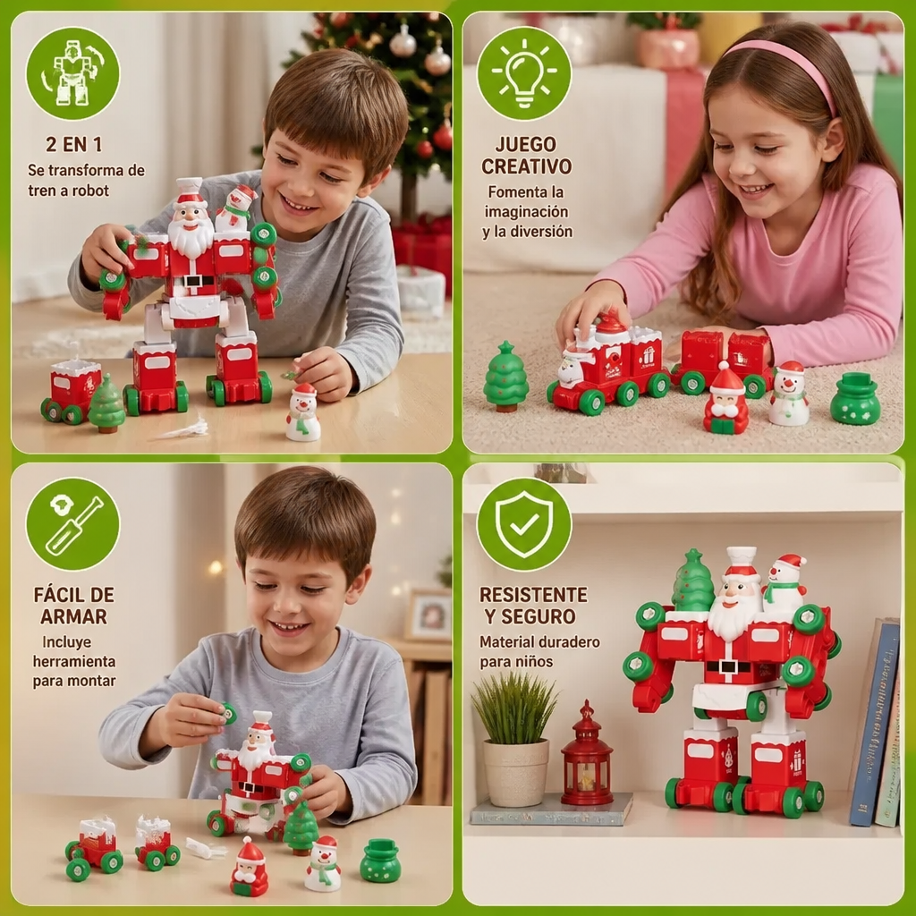 Tren Navideño Transformable 2 En 1 Y Robot Santa Claus