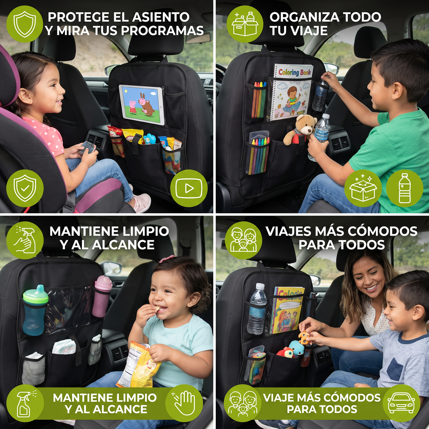 Protector De Asiento De Auto Y Organizador Para Niños