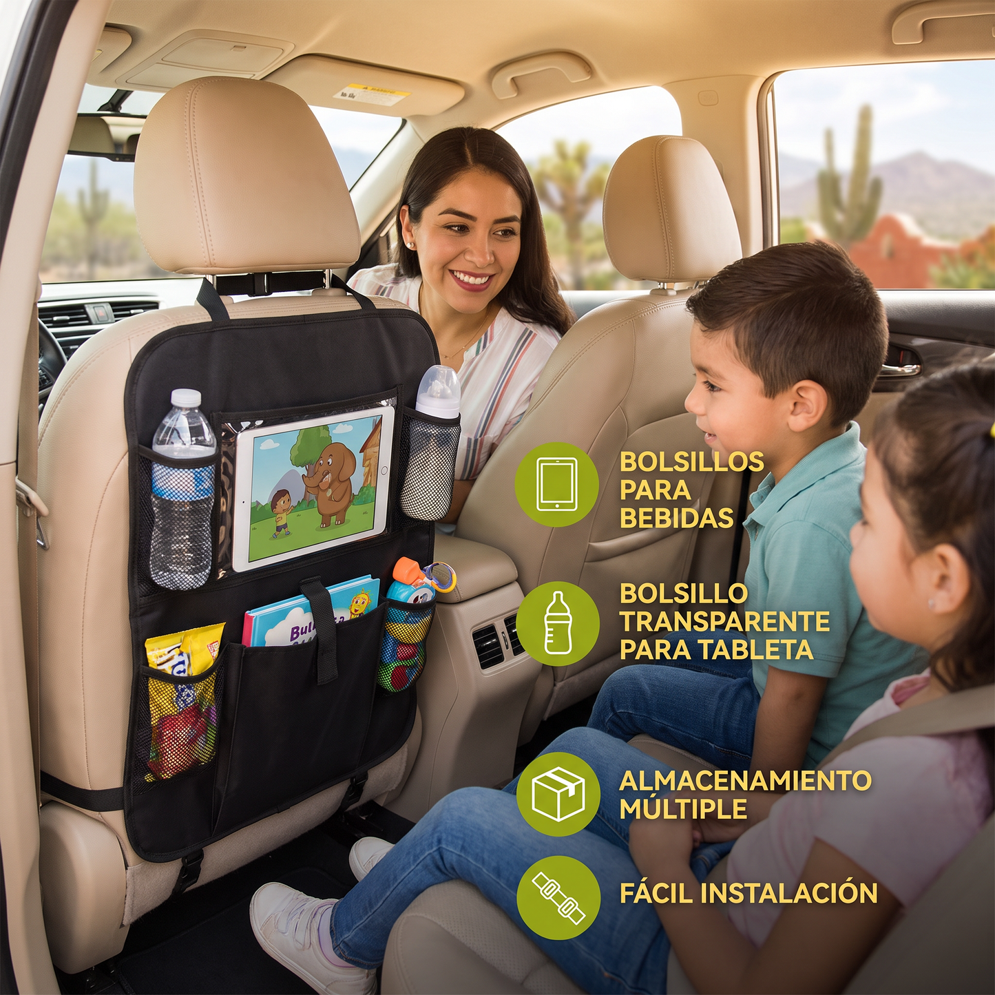Protector De Asiento De Auto Y Organizador Para Niños
